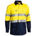 Bisley BSC6896_TT01 - 100% Cotton Yellow/Navy Taped HI VIS Closed Front Cool Lightweight Shirt